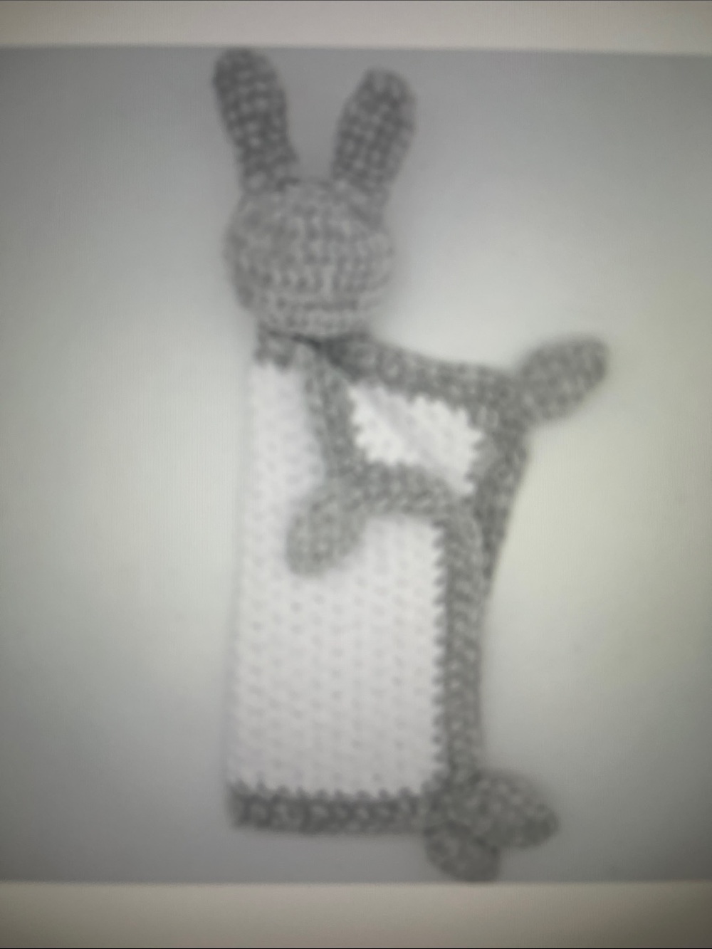 Gray and White comfort blanket Bunny Lovey